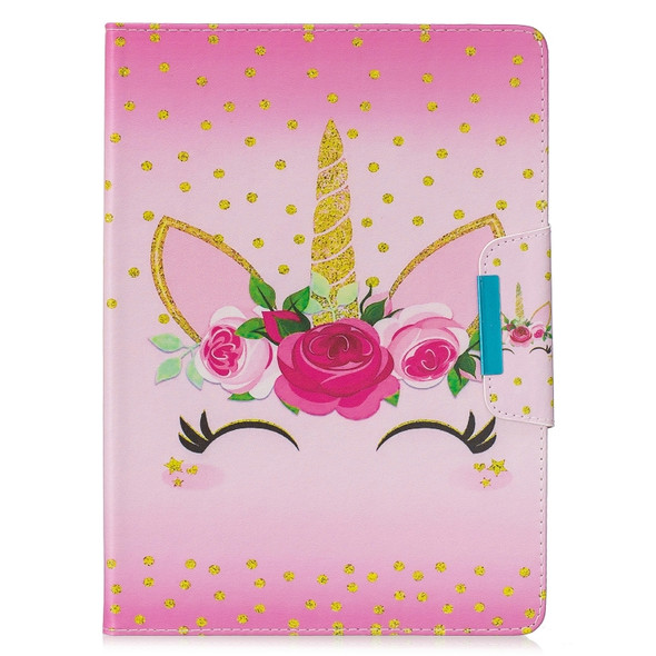 For Galaxy Tab S4 10.5 T830 Colored Drawing Pattern Horizontal Flip Leather Case with Holder & Card Slot & Wallet(Unicorn With Flowers)