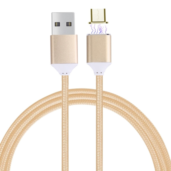 1M Woven Style 2.4A Micro USB to USB Data Sync Charging Cable Intelligent Metal Magnetism Cable, For Samsung, HTC, Sony, Huawei, Xiaomi, Meizu and other Android Devices(Gold)