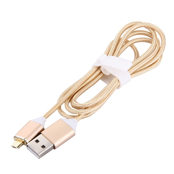 1M Woven Style 2.4A Micro USB to USB Data Sync Charging Cable Intelligent Metal Magnetism Cable, For Samsung, HTC, Sony, Huawei, Xiaomi, Meizu and other Android Devices(Gold)