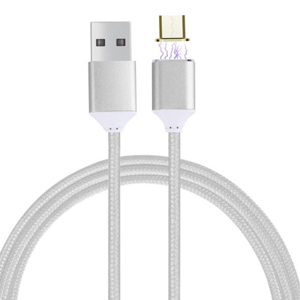1M Woven Style 2.4A Micro USB to USB Data Sync Charging Cable Intelligent Metal Magnetism Cable, For Samsung, HTC, Sony, Huawei, Xiaomi, Meizu and other Android Devices(Silver)