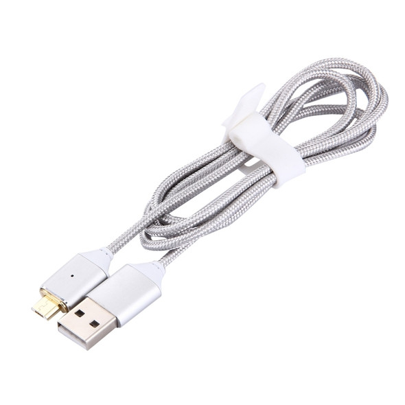 1M Woven Style 2.4A Micro USB to USB Data Sync Charging Cable Intelligent Metal Magnetism Cable, For Samsung, HTC, Sony, Huawei, Xiaomi, Meizu and other Android Devices(Silver)
