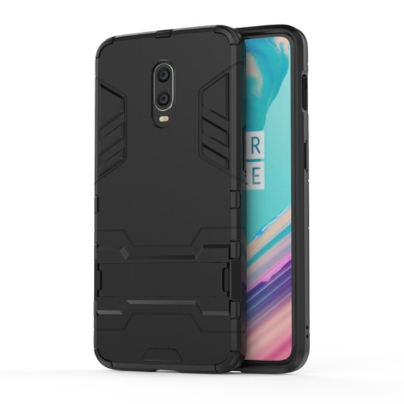 Shockproof PC + TPU  Case for OnePlus 6T, with Holder(Black)