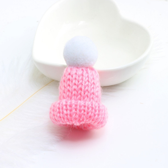 12PCS Cute Mini Knitted Hairball Hat Brooch Sweater Pins Badge(Pink)