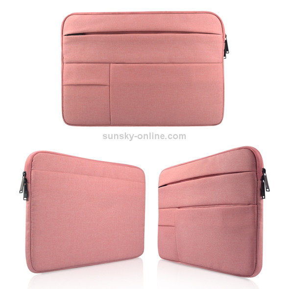 Universal Multiple Pockets Wearable Oxford Cloth Soft Portable Leisurely Laptop Tablet Bag, For 14 inch and Below Macbook, Samsung, Lenovo, Sony, DELL Alienware, CHUWI, ASUS, HP(Pink)