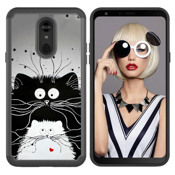 Coloured Drawing Pattern PC + TPU Protective Case for LG Stylo 5(Black and White Cats)
