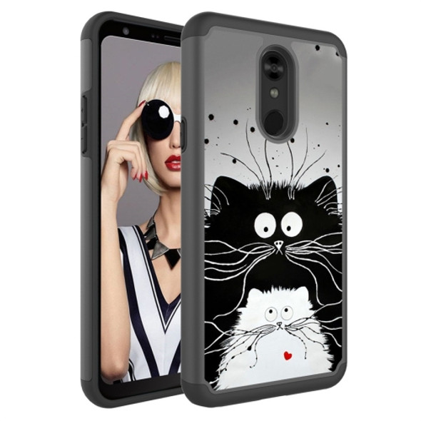 Coloured Drawing Pattern PC + TPU Protective Case for LG Stylo 5(Black and White Cats)