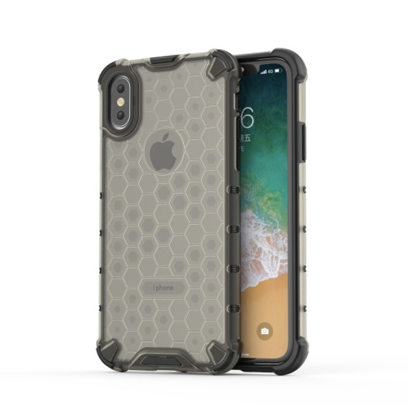 Shockproof Honeycomb PC + TPU Protective Case for iPhone X / XS (Black)