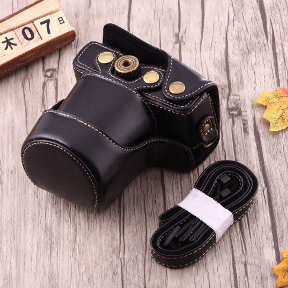 Full Body Camera PU Leather Case Bag with Strap for Canon EOS M10(Black)