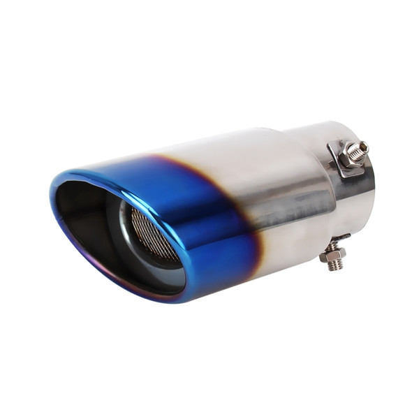 Universal Car Styling Stainless Steel Straight Bolt-on Exhaust Tail Muffler Tip Pipe with Mesh(Blue)