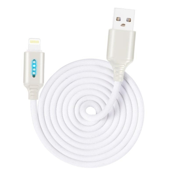 8 Pin Interface Zinc Alloy Marquee Luminous Intelligent Automatic Power off Charging Data Cable(white)