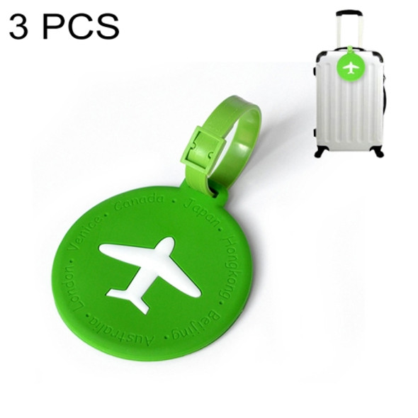 3 PCS Round PVC Luggage Tag Travel Bag Identification Tag(Green)