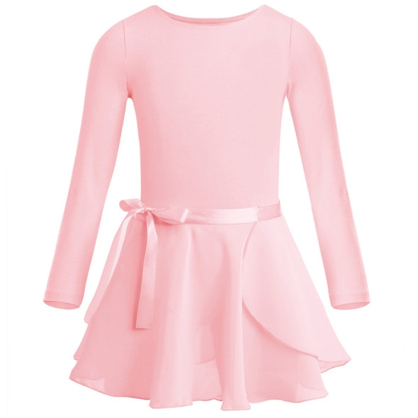 Girls Spring and Summer Long-sleeved Cotton Dance Training Clothing Set, Size:120CM(Pink)