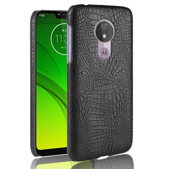 Shockproof Crocodile Texture PC + PU Case for Motorola Moto G7 Power (Black)