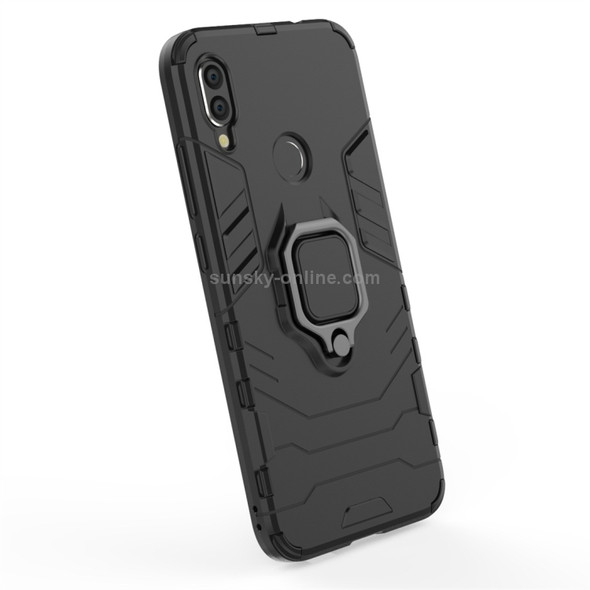 PC + TPU Shockproof Protective Case for Xiaomi Redmi Note 7, with Magnetic Ring Holder (Black)
