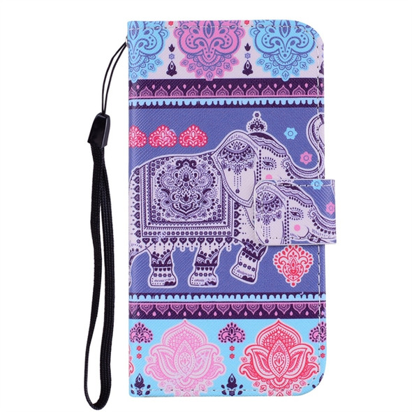 Elephant Pattern Colored Drawing Horizontal Flip Leather Case for Huawei P30, with Holder & Card Slots & Wallet & Lanyard