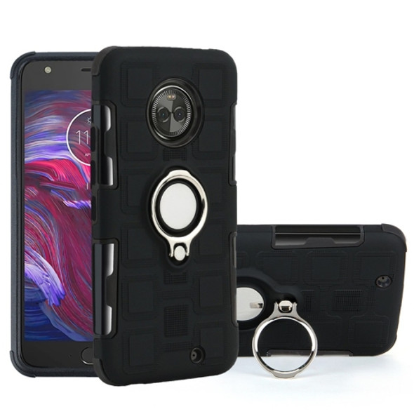For Motorola Moto X4 2017 2 In 1 Cube PC + TPU Protective Case with 360 Degrees Rotate Silver Ring Holder(Black)