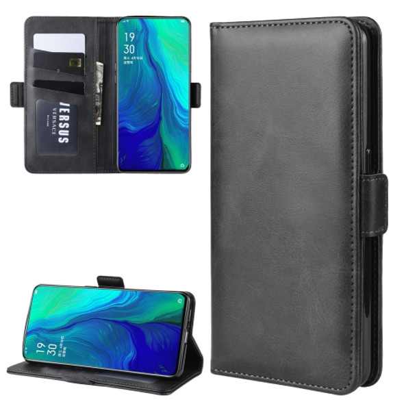 For Oppo Reno 10x zoom / Oppo Reno 5G   Double Buckle Crazy Horse Business Mobile Phone Holster with Card Wallet Bracket Function(Black)