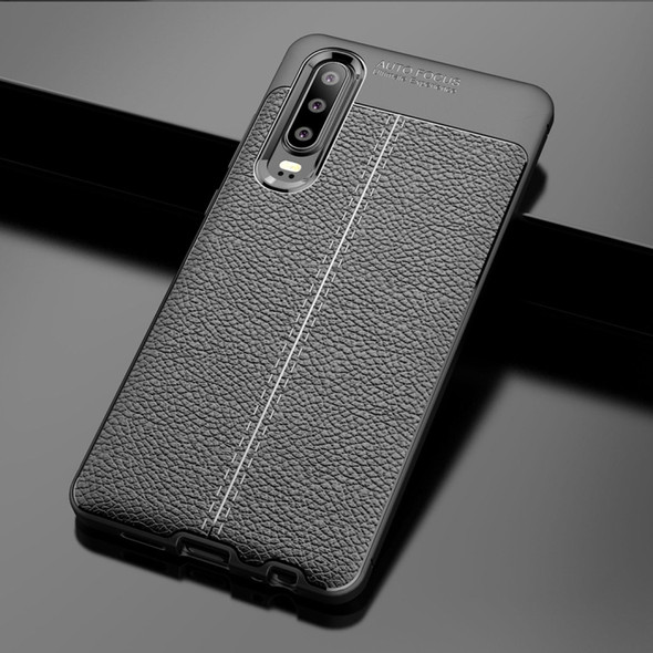Litchi Texture TPU Shockproof Case for Huawei P30 (Black)