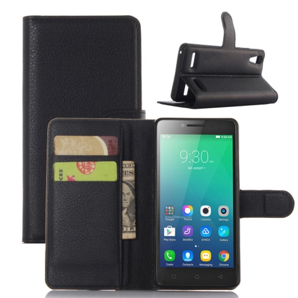 Litchi Texture Horizontal Flip Leather Case for Lenovo A6010 & A6000 Plus, with Wallet & Holder & Card Slots (Black)