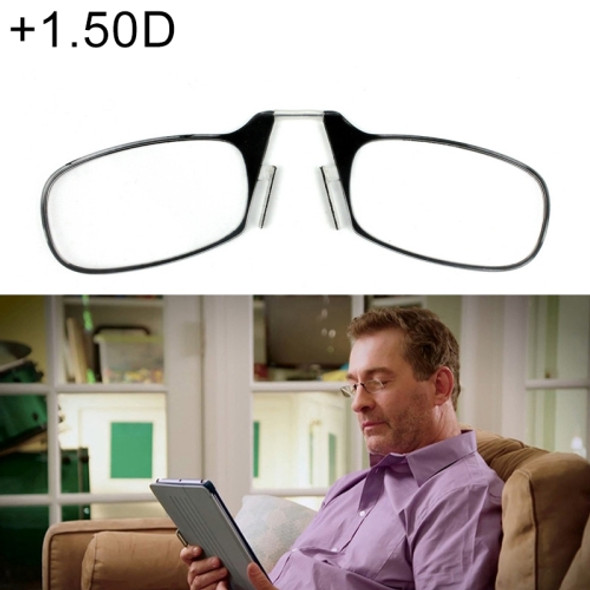 Ultra Thin High-definition Nose Resting Pocket Presbyopic Hypermetropic Reading Glasses, +1.50D(Black)