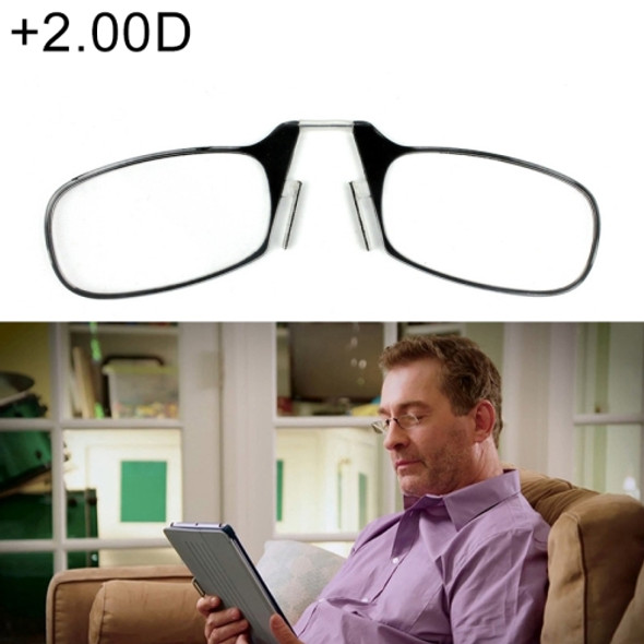 Ultra Thin High-definition Nose Resting Pocket Presbyopic Hypermetropic Reading Glasses, +2.00D(Black)