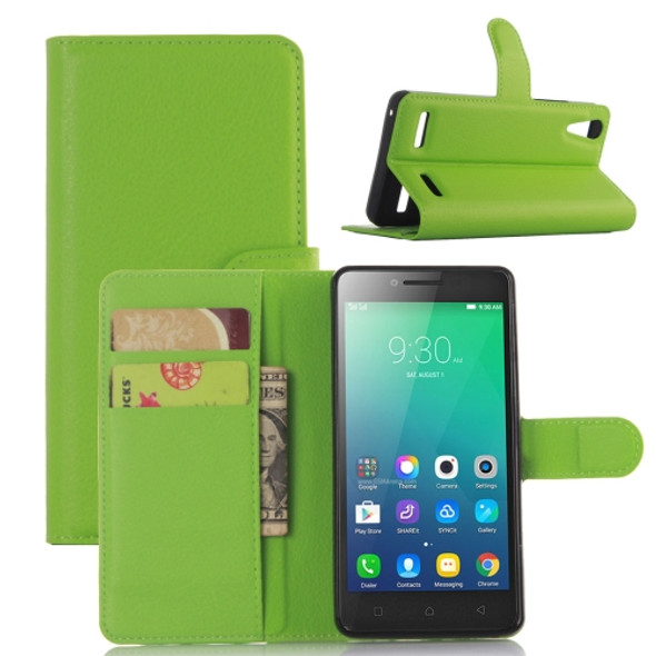 Litchi Texture Horizontal Flip Leather Case for Lenovo A6010 & A6000 Plus, with Wallet & Holder & Card Slots (Green)
