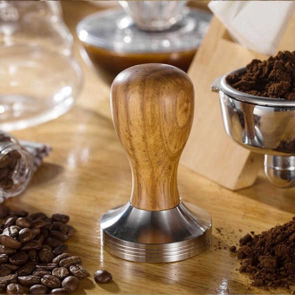 Stainless Steel Solid Wood Handle Integrated Coffee Powder, Specification:57.5mm, Color:Rosewood Handle