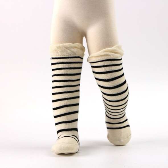 Autumn And Winter Baby Terry Warmth Plus Velvet Thick High Knee Socks, Size:0-1 Years Old(Black Stripes On White)