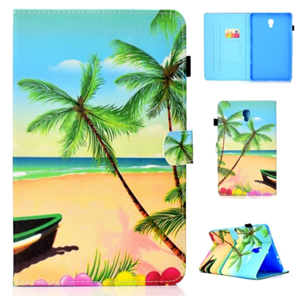 For Galaxy Tab A 10.5 T590 Colored Drawing Stitching Horizontal Flip Leather Case, with Holder & Card Slots(Sandbeach)