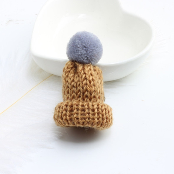 12PCS Cute Mini Knitted Hairball Hat Brooch Sweater Pins Badge(Coffee)