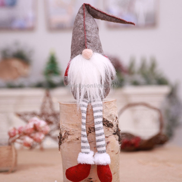 Cute Sitting Faceless Long-legged Elf Doll Christmas Decoration(Grey)