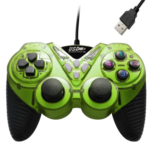 Wired Vibration Gamepad PC USB Controller Joystick Game Handle(Light Green)