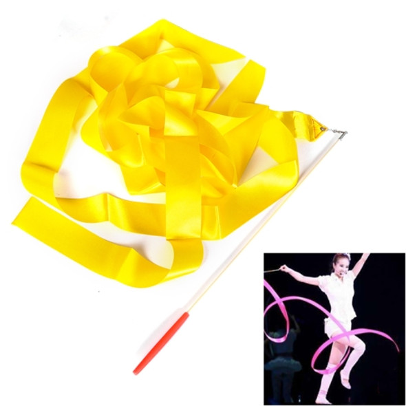 5 PCS 4 m Artistic Color Gymnastics Ribbon Dance Props Children Toys(Yellow)