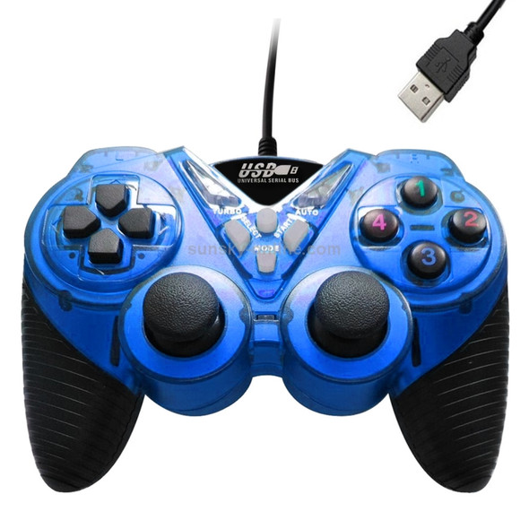 Wired Vibration Gamepad PC USB Controller Joystick Game Handle(Blue)