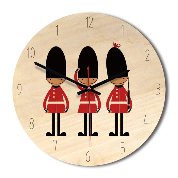 American Soldiers Pattern Home Office Bedroom Decoration Wooden Mute Wall Clock, Size : 28cm