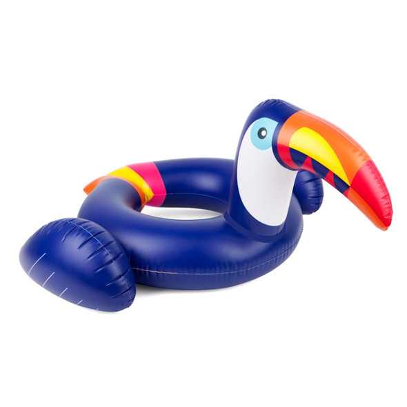 Kids Summer Water Fun Inflatable Blue Toucan Shaped Pool Ride-on Swimming Ring Floats, Outer Diameter: 87cm