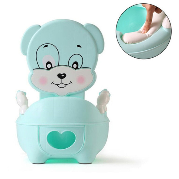 Baby Potty Toilet Bowl Training Seat Portable Urinal Comfortable Backrest Cartoon Cute Toilet(Padded blue cute dog)