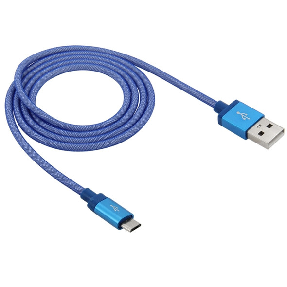 1m Net Style High Quality Metal Head Micro USB to USB Data / Charging Cable, for Samsung, HTC, Sony, Lenovo, Huawei, and other Smartphones(Blue)