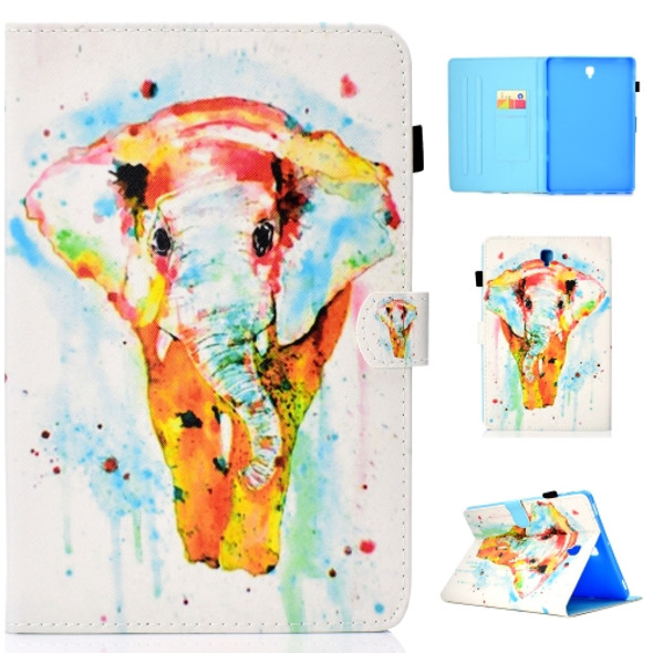 For Galaxy Tab S4 10.5 T830 Colored Drawing Stitching Horizontal Flip Leather Case, with Holder & Card Slots(Watercolor Elephant)