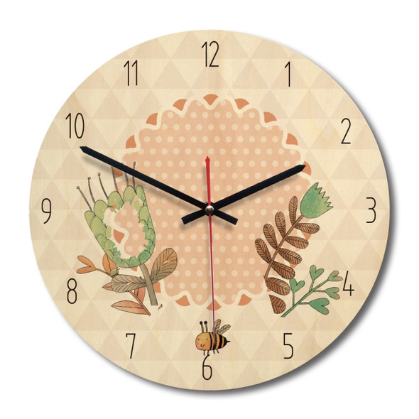 Forest Style Bee Pattern Home Office Bedroom Decoration Wooden Mute Wall Clock, Size : 28c