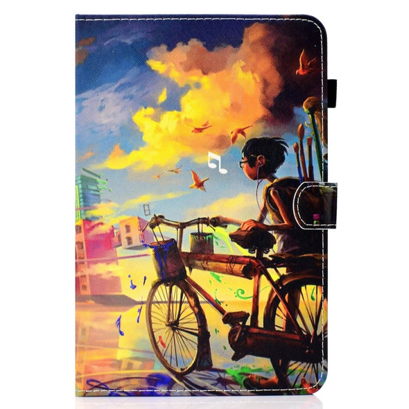 For Galaxy Tab S4 10.5 T830 Colored Drawing Stitching Horizontal Flip Leather Case, with Holder & Card Slots(Bike Boy)