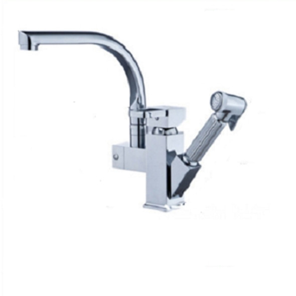 Kitchen Faucet Mixer Tap Single Handle Two Swivel Spouts Hot Cold Water Tap Pull Out Flushing Spray Tap