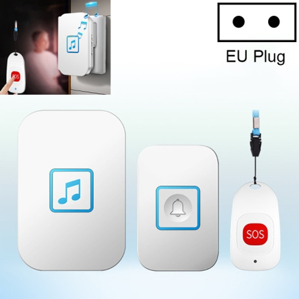 CACAZI C86 Wireless SOS Pager Doorbell Old man Child lEmergency Alarm Remote Call Bell, EU Plug(White)