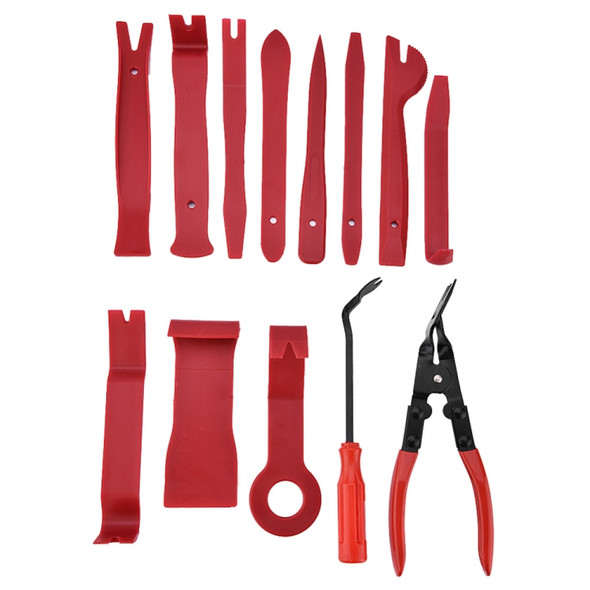 13 PCS Car Audio Disassembly Modification Tool Interior Door Panel Disassembly Screwdriver Installation Soundproof Repair Tool(Red)