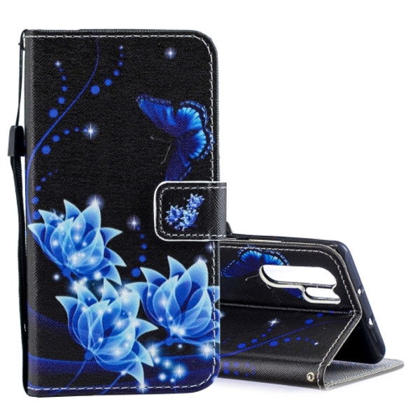 Blue Flower Pattern Horizontal Flip Leather Case for Huawei P30 Pro, with Holder & Card Slots & Wallet