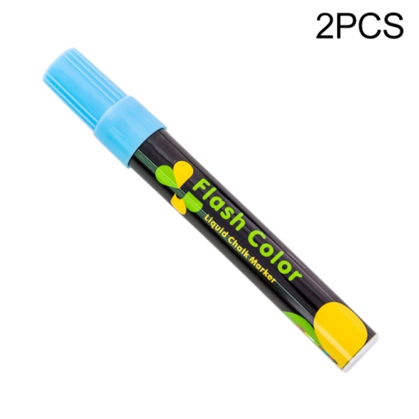 2 PCS Cute Candy Highlighter Fluorescent Liquid Chalk Marker Neon Pen LED Writing Board For Painting Graffiti Office Supply(Blue)