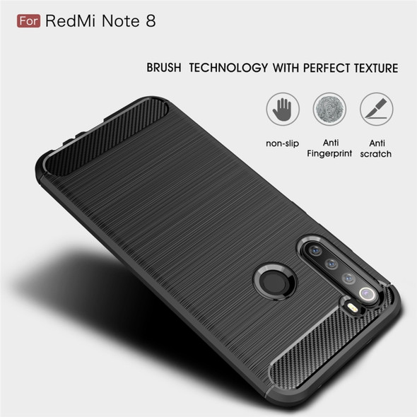 For Xiaomi Redmi Note 8 Brushed Texture Carbon Fiber TPU Case(Black)