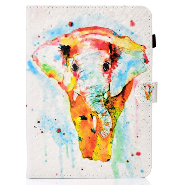 For iPad Pro 10.5 Colored Drawing Stitching Horizontal Flip Leather Case, with Holder & Card Slots(Watercolor Elephant)
