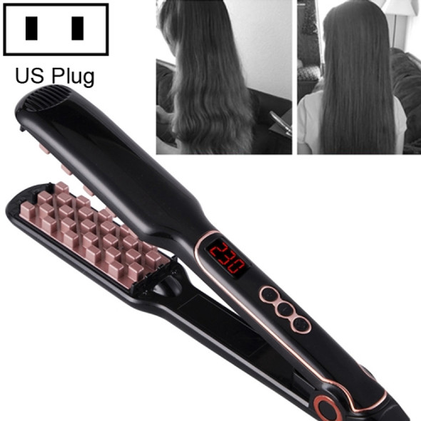 Multi-functional Long & Short Hair Styling Iron Ceramic Tourmaline Volumizing Hair Iron, Plug standard:US(Black gold)