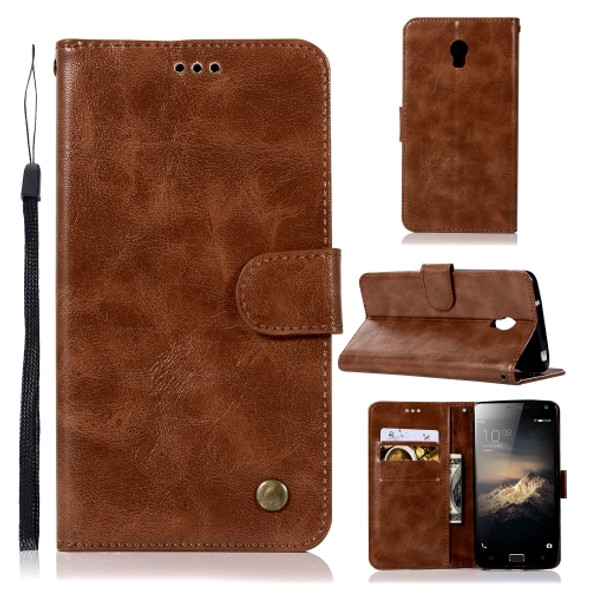 For Lenovo Vibe P1 Retro Copper Button Crazy Horse Horizontal Flip PU Leather Case with Holder & Card Slots & Wallet & Lanyard(Brown)